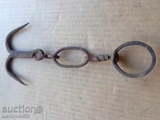 An old forged scraping hook, double twin with price 35.00 BGN | € 17.90