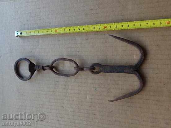 An old forged scraping hook, double twin - 5