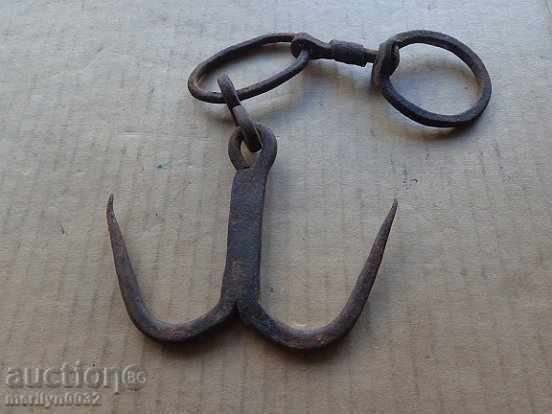 An old forged scraping hook, double twin - 7