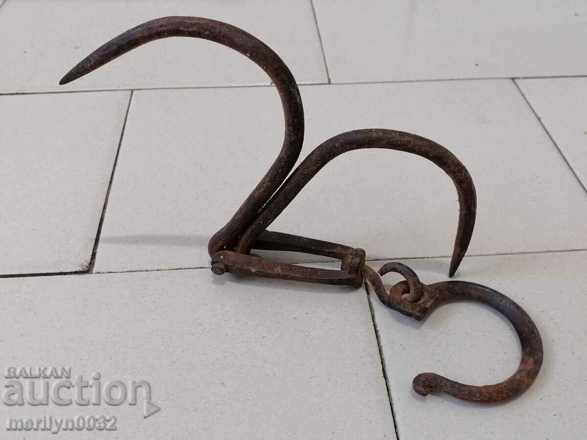 An old forged scraping hook, double twin - 5 An old forged scraping hook, double twin - 5