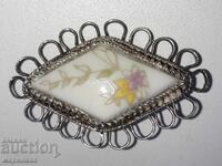СТАРИННА БРОШКА. СРЕБРО, ПОРЦЕЛАН