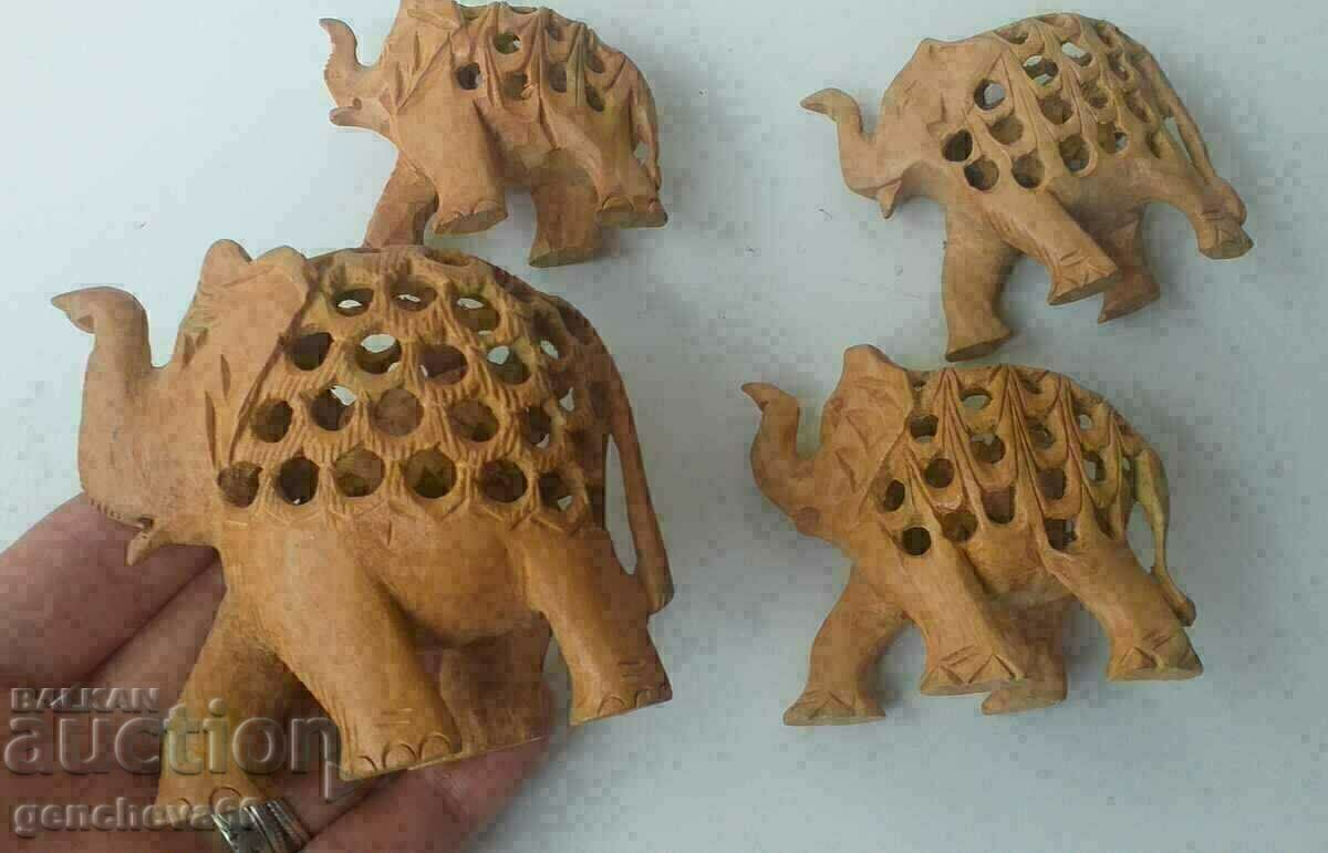 Livrarea Figurine sculptate manual, 4 elefanți Livrarea Figurine sculptate manual, 4 elefanți