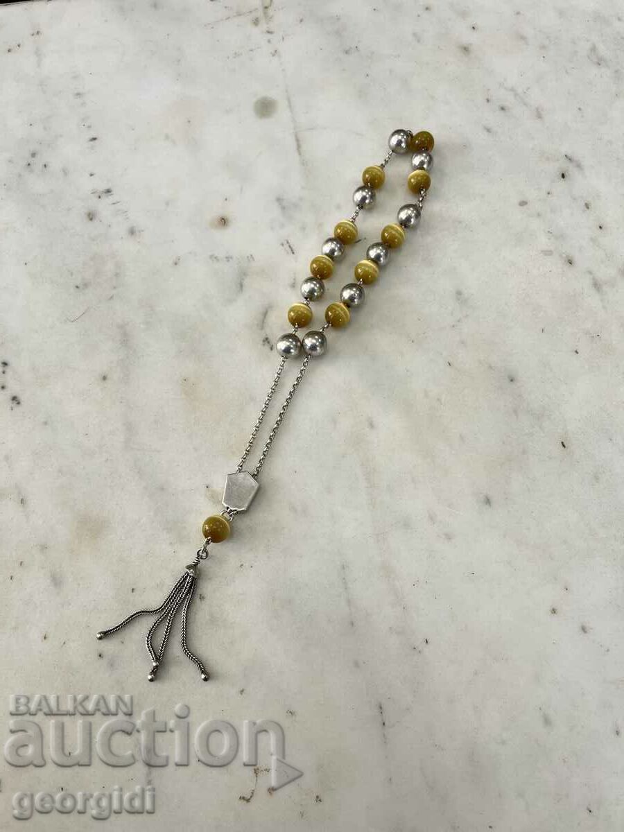 Silver Rosary with Agate beads. #3478