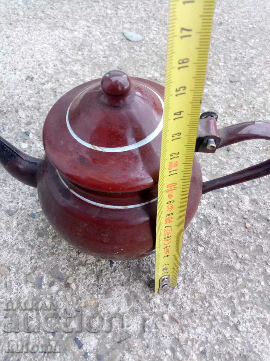 Old enamel teapot with price 14.99 BGN | € 7.66 Old enamel teapot with price 14.99 BGN | € 7.66