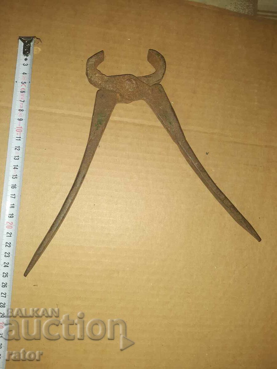 Old rare interesting forged pliers, tile, tool with price 10.00 BGN | € 5.11 Old rare interesting forged pliers, tile, tool with price 10.00 BGN | € 5.11