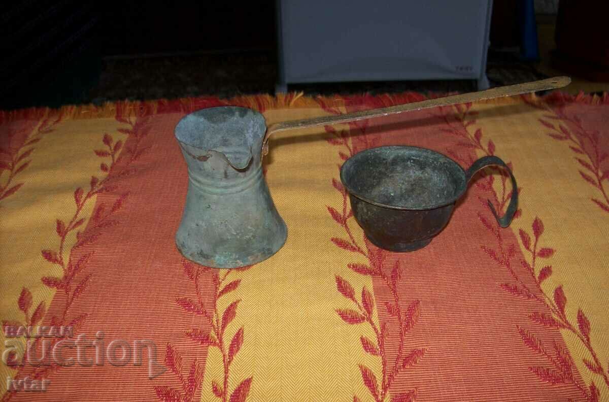 Antique copper pot and cup with price 19.00 BGN | € 9.71 Antique copper pot and cup with price 19.00 BGN | € 9.71