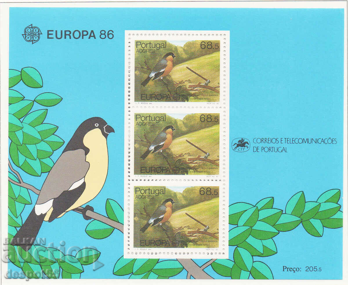 1986. Азорски о-ви. Европа - Опазване на природата. Блок.