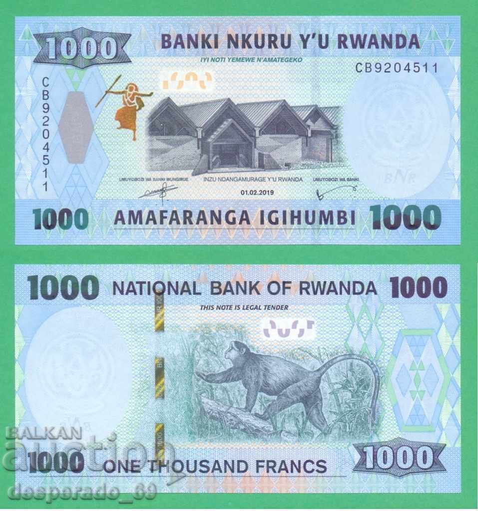 (¯`'•.¸ RWANDA 1000 franci 2019 UNC ¸.•'´¯)