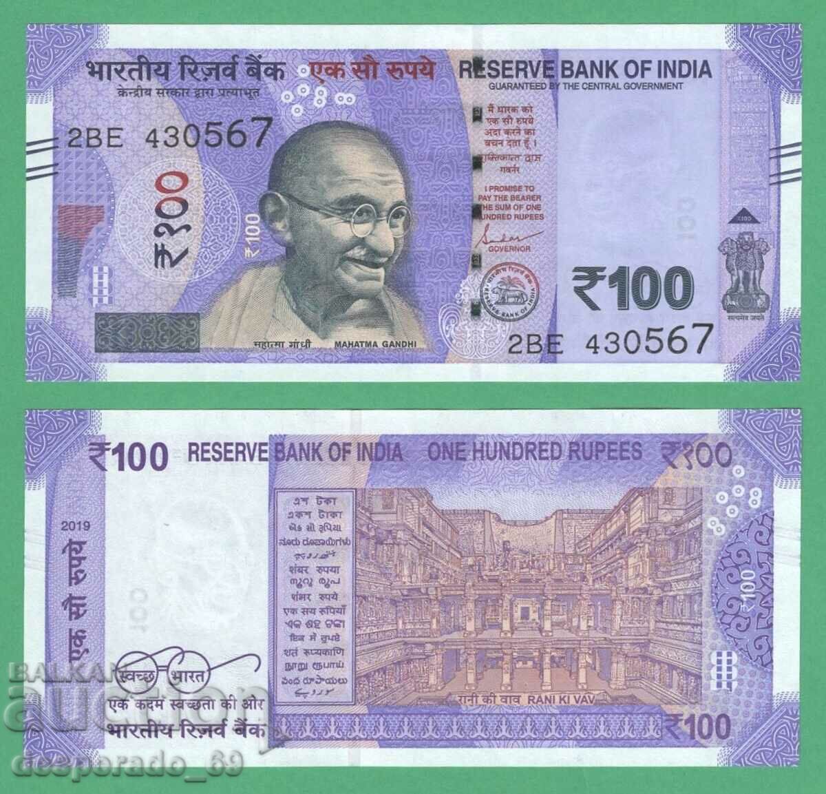 (¯`'•.¸ INDIA 100 rupiah 2019 UNC ¸.•'´¯)