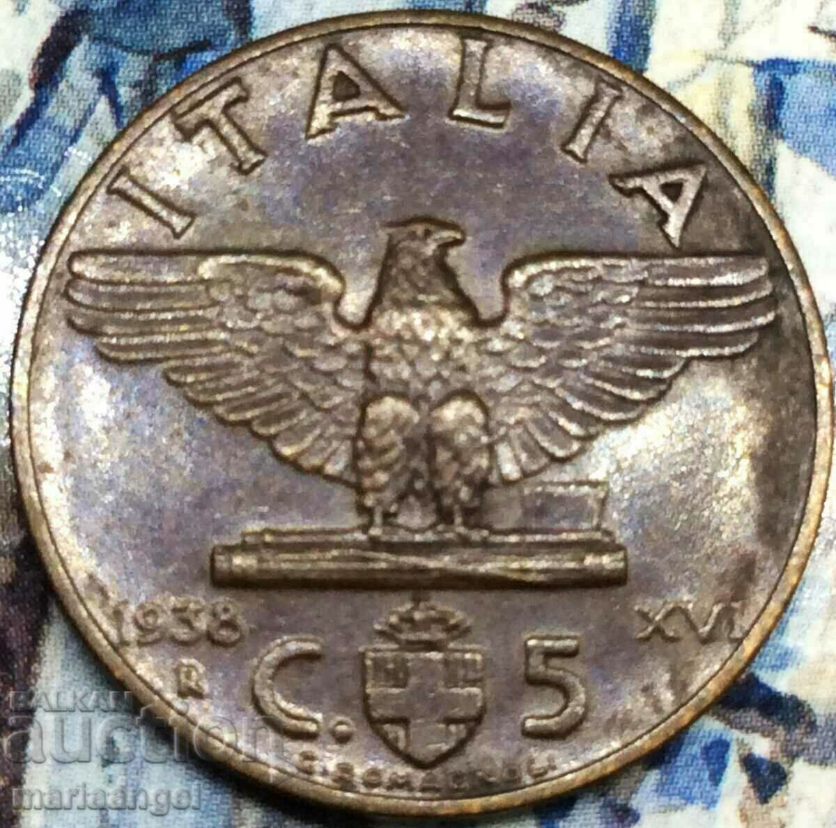 1938 5 centesimi Italy Eagle bronze