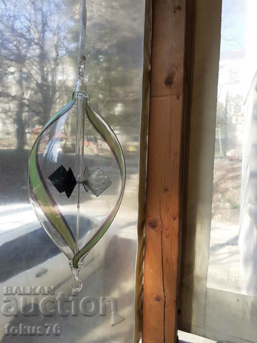 Auction  Blown glass ball hand painted super fine with carousel