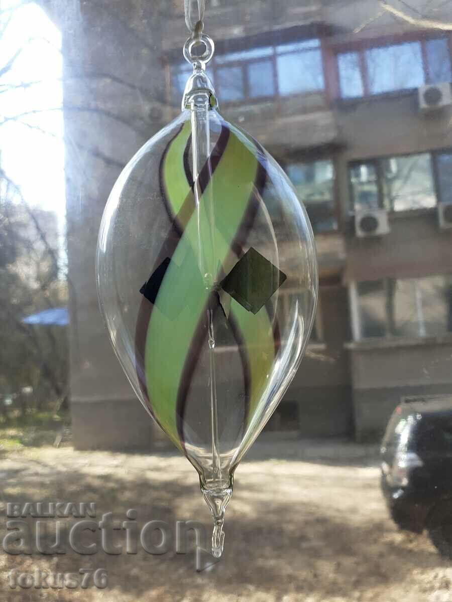 Blown glass ball hand painted super fine with carousel - 5