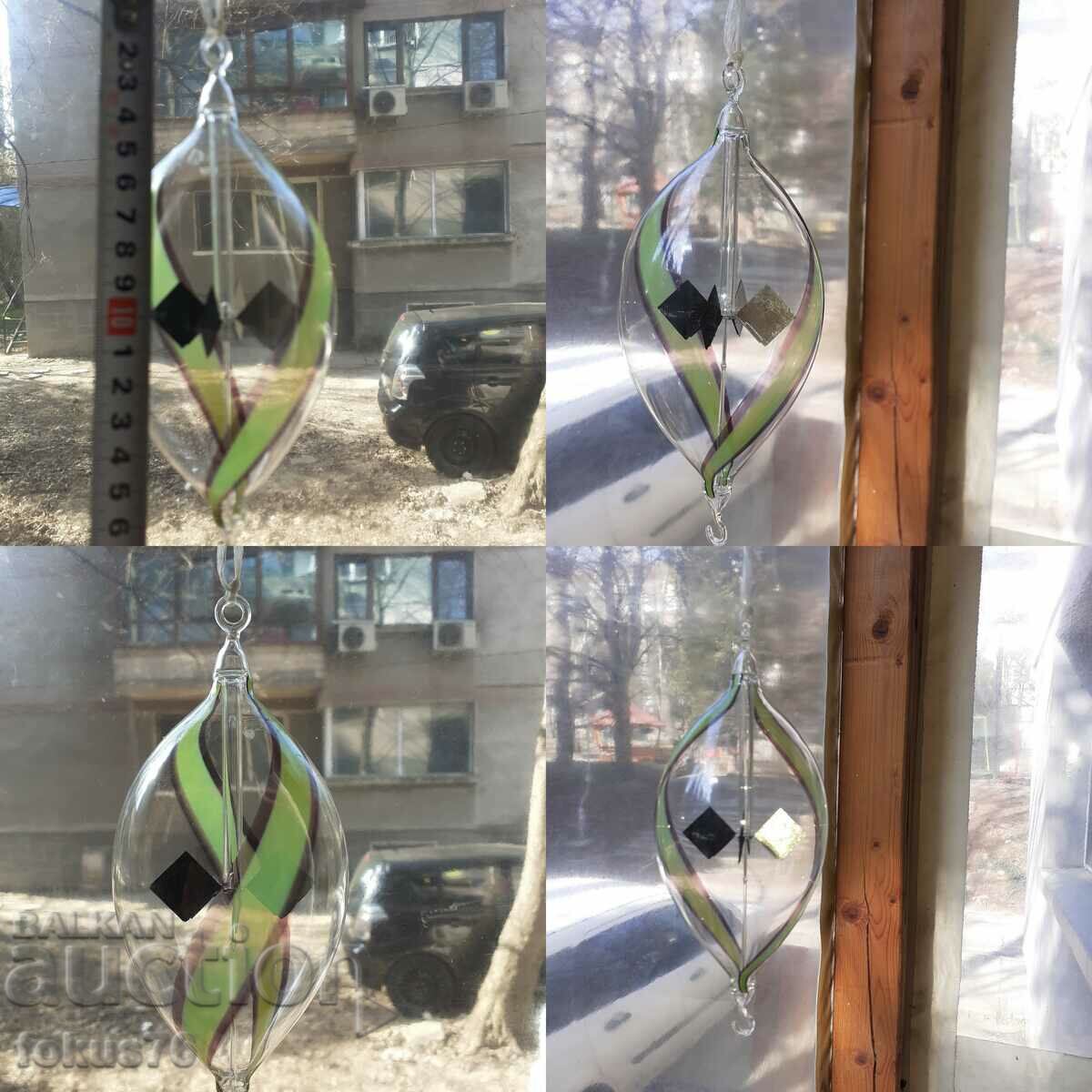 Blown glass ball hand painted super fine with carousel - 7