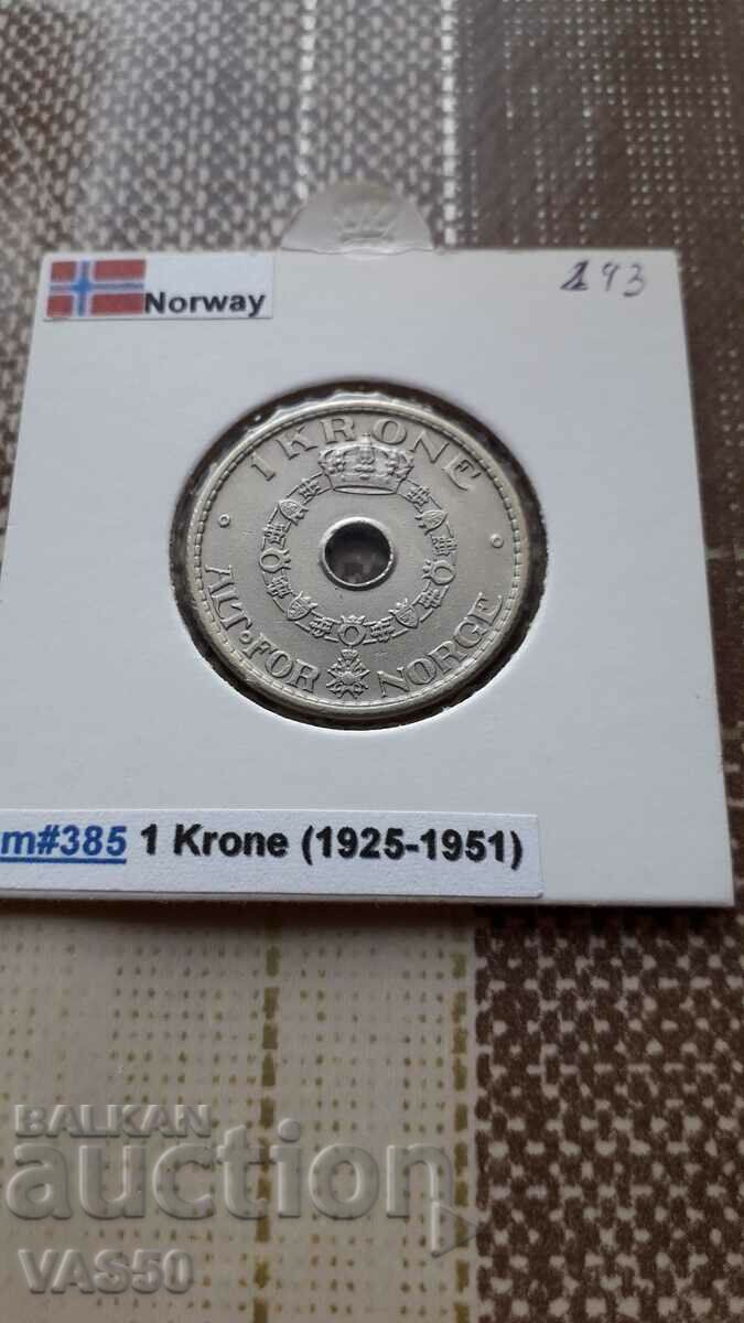 293. NORVEGIA-1 coroană 1938
