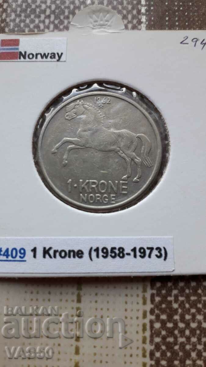 294. NORVEGIA-1 coroană 1962