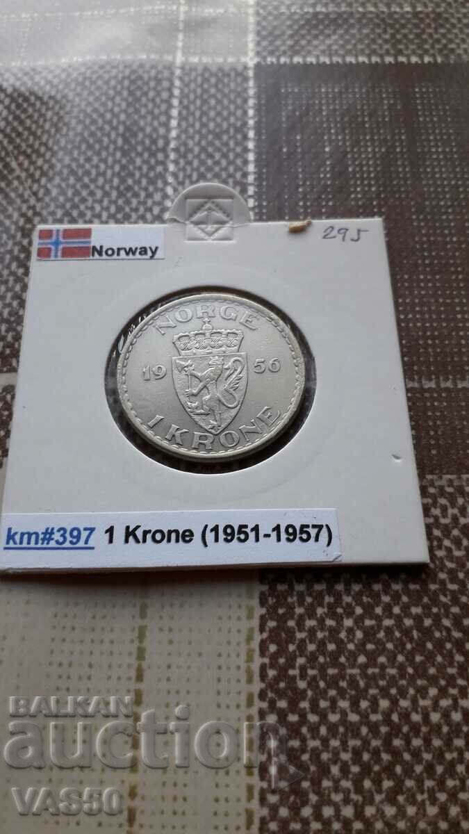 295. NORWAY-1 krone 1956