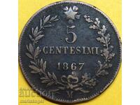 5 centesimi 1867 M - Μιλάνο Ιταλία 25 χλστ