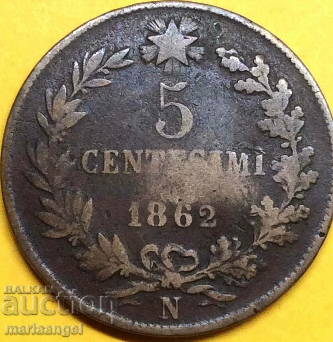 5 centesimi 1862 N - Napoli Italia 25mm