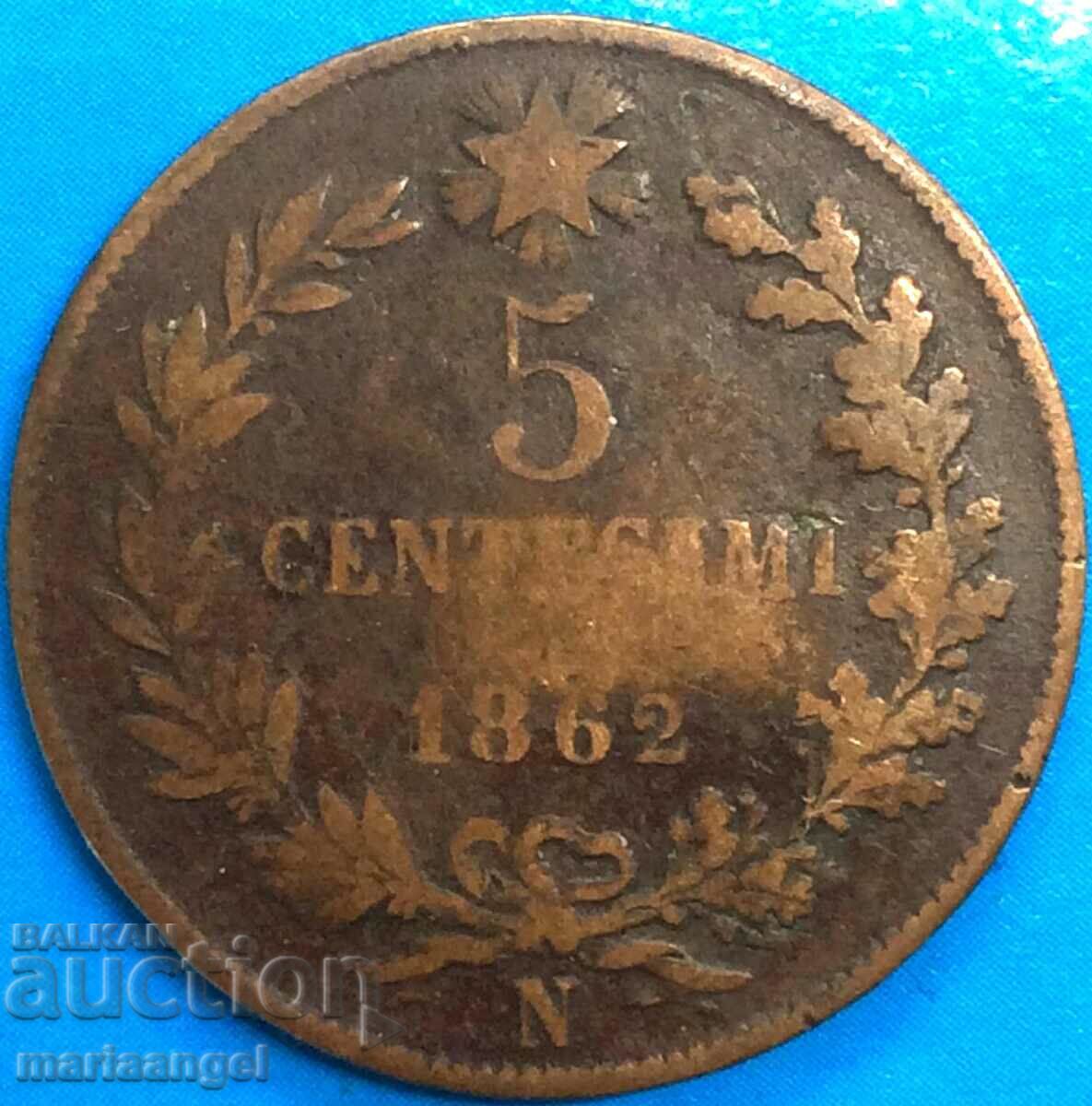 5 centesimi 1862 N - Napoli Italia 25mm