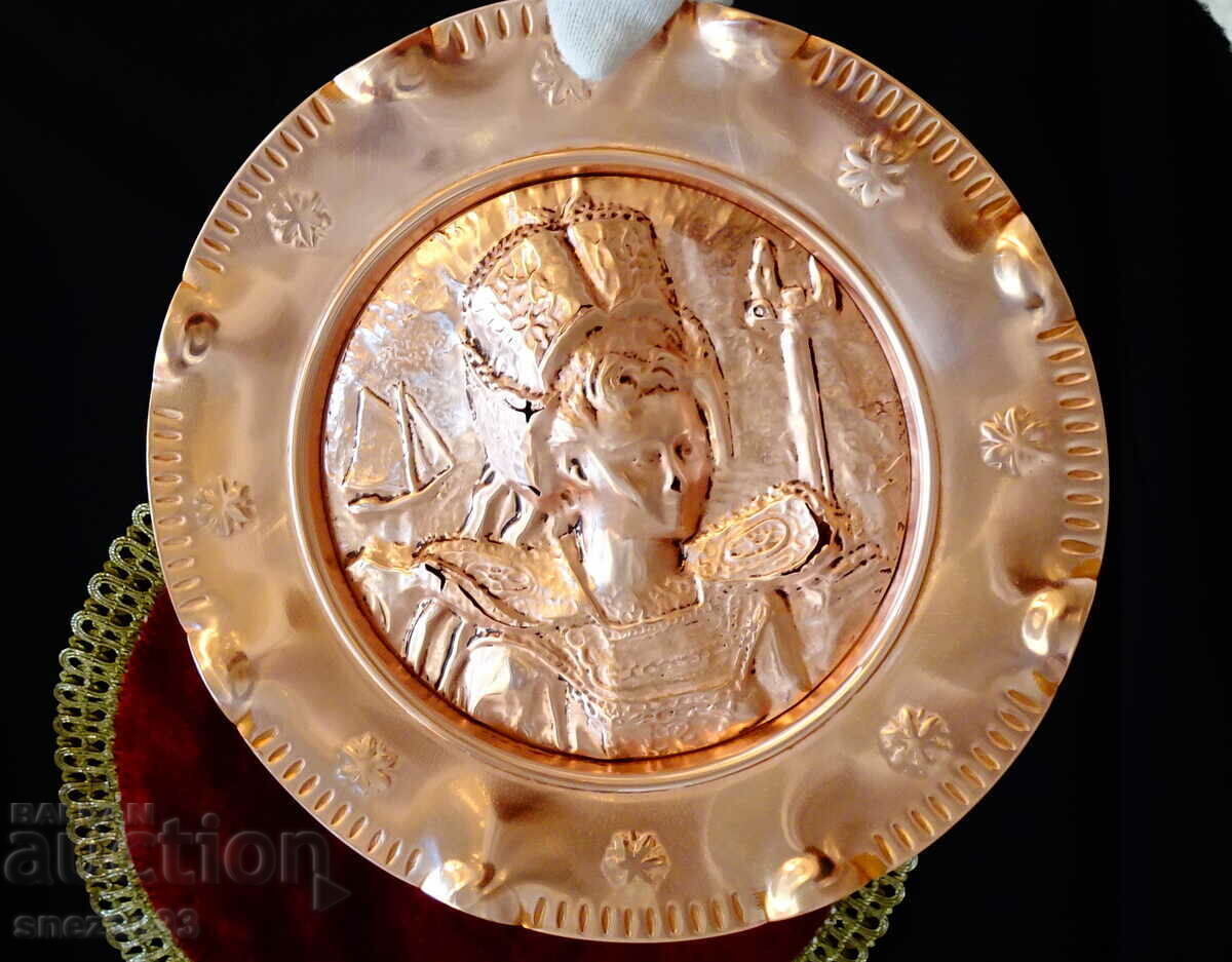 Copper panel, copper painting with an English queen, warship - 5 Copper panel, copper painting with an English queen, warship - 5