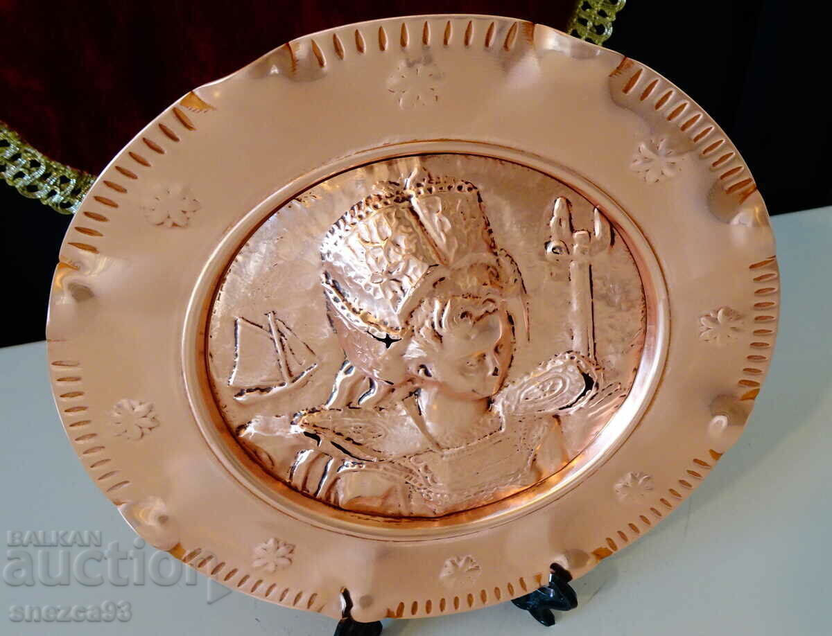 Copper panel, copper painting with an English queen, warship - 6 Copper panel, copper painting with an English queen, warship - 6