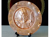 Panou de cupru, tablou de cupru cu regină engleză, navă de război