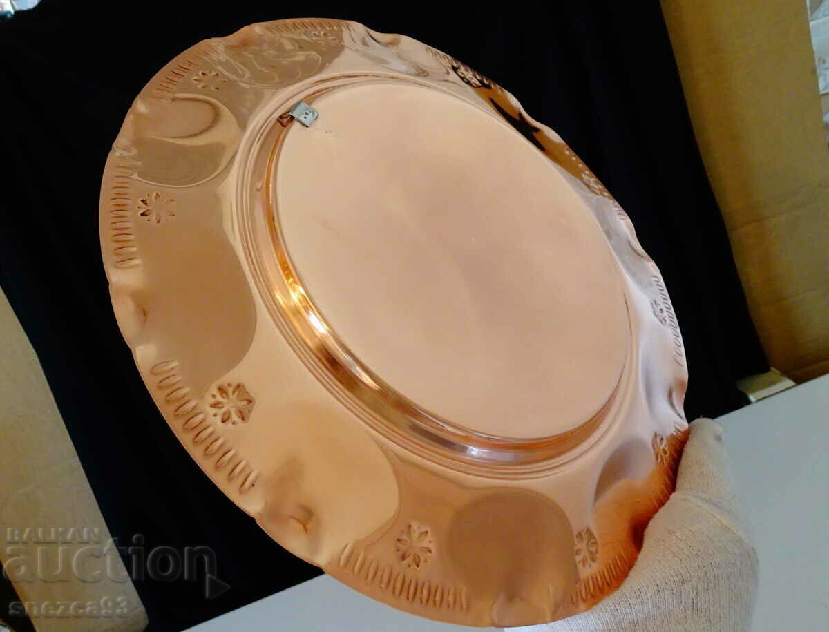 Copper plate, platter, tray 27 cm., pure red copper with price 36.00 BGN | € 18.41