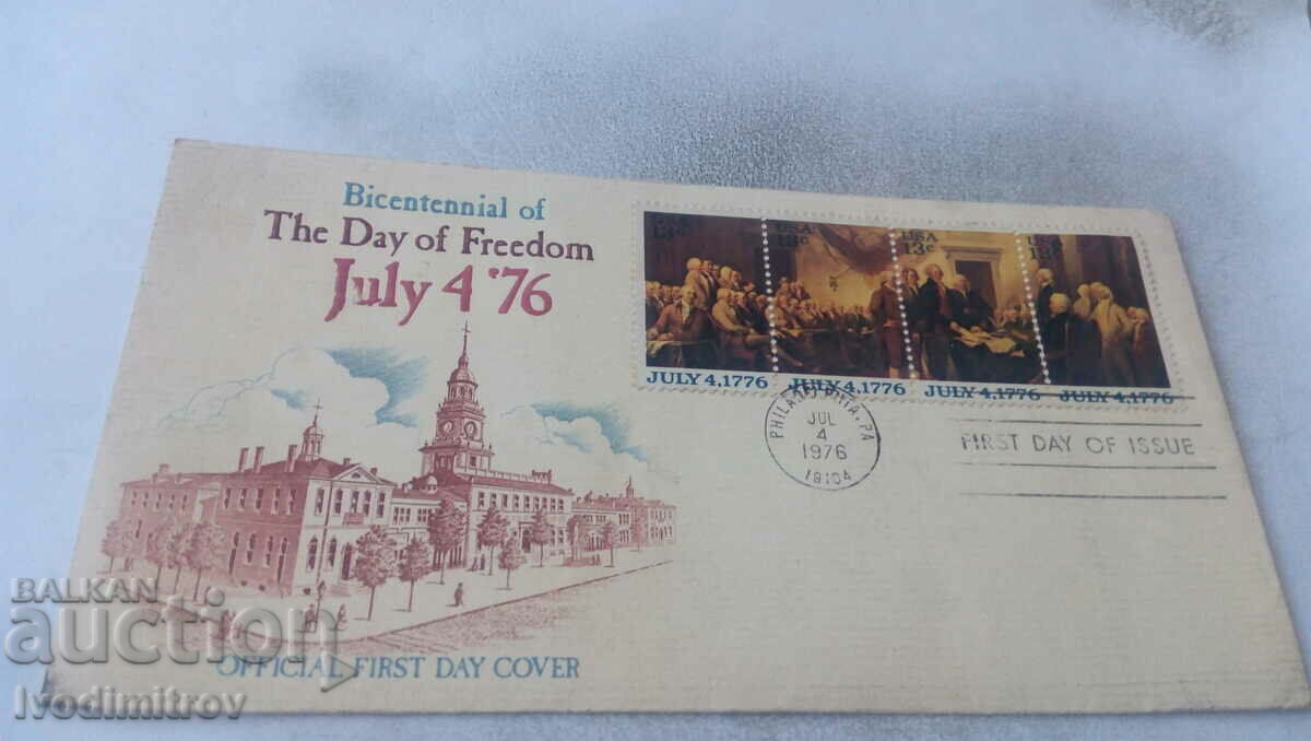 Plicul de expediere pentru prima zi Ziua libertății 4 iulie 1976