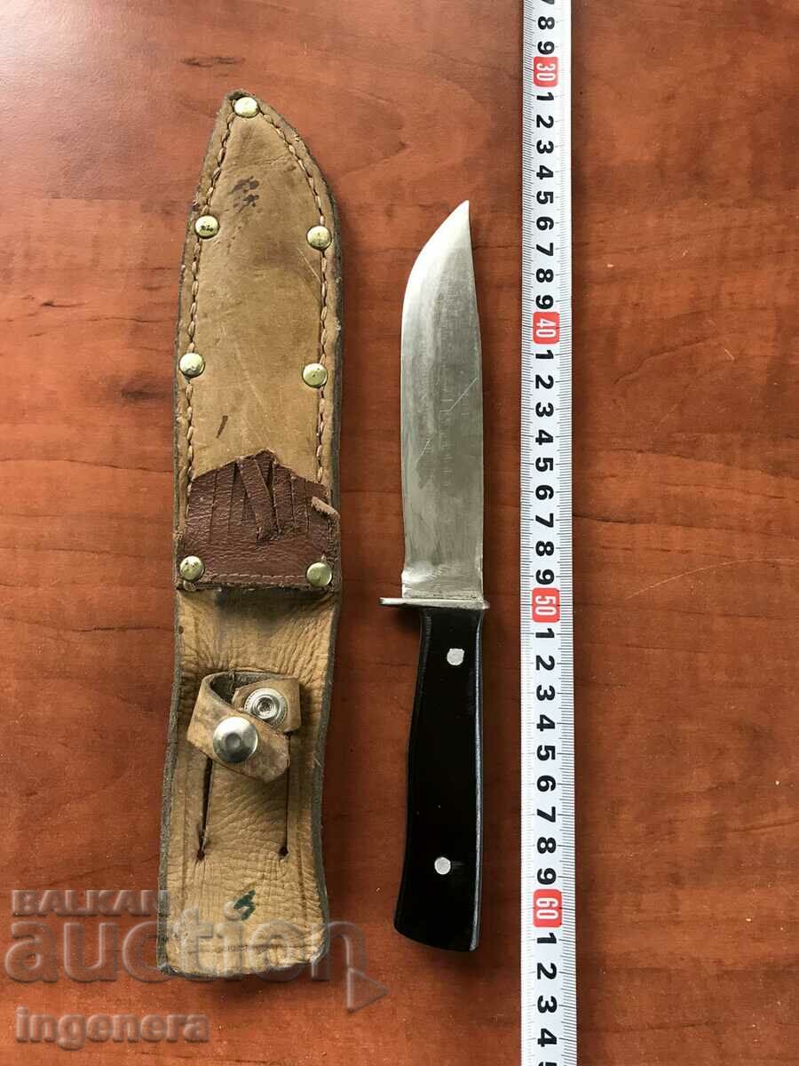 KNIFE BLADE WITH LEATHER HANDLE