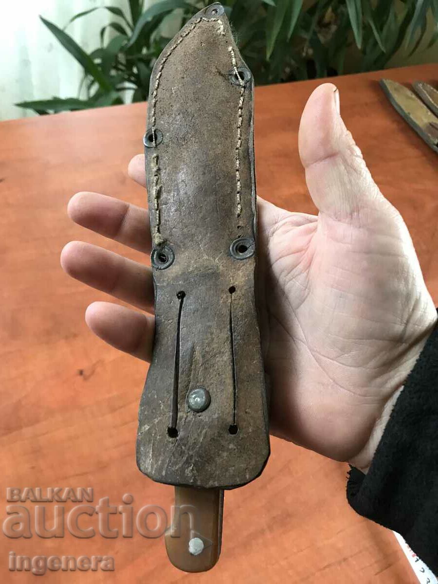 KNIFE BLADE WITH LEATHER HANDLE - 6 KNIFE BLADE WITH LEATHER HANDLE - 6