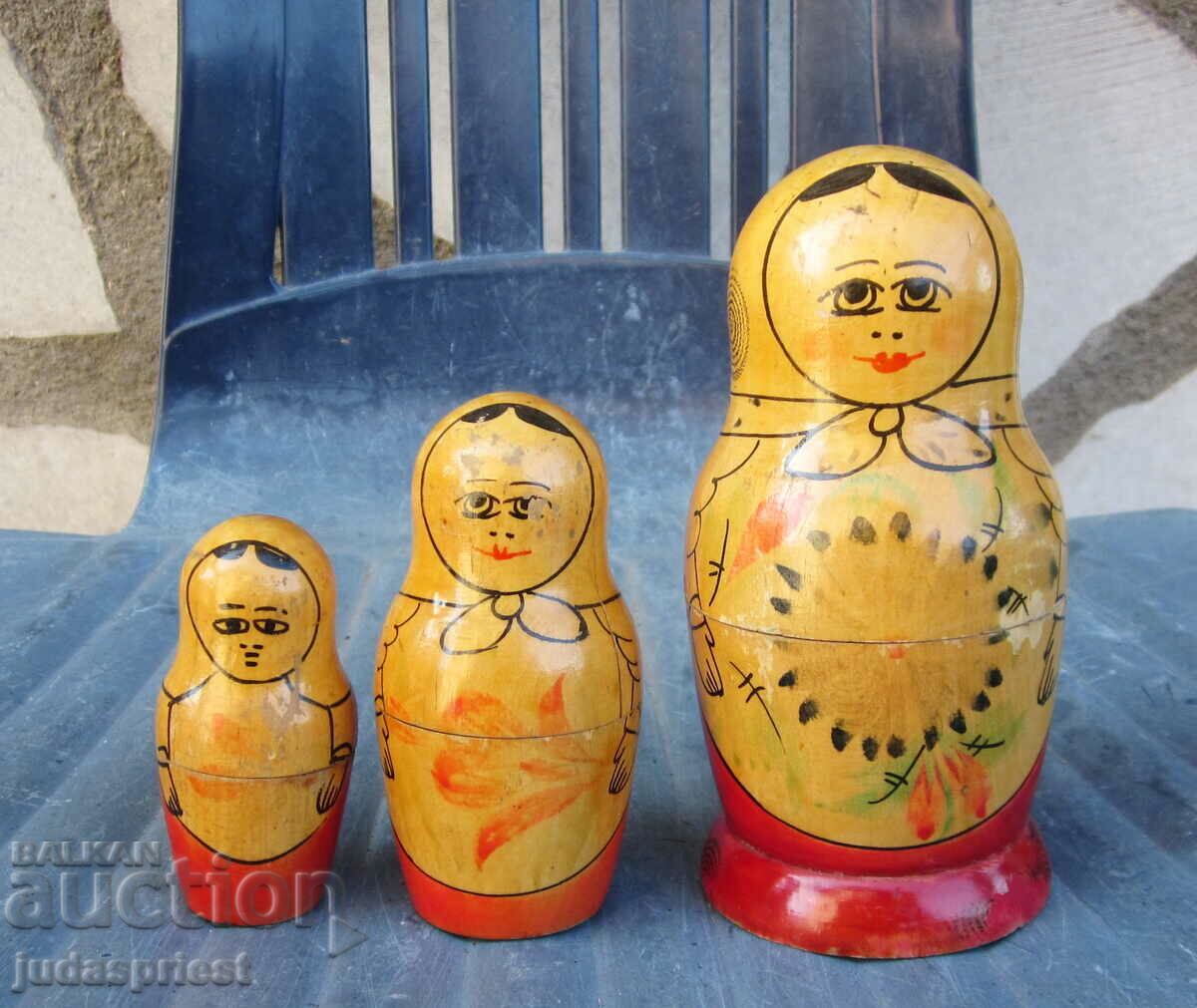 Руска матрьошка кукла комплект 3 броя Съветски матрьошки