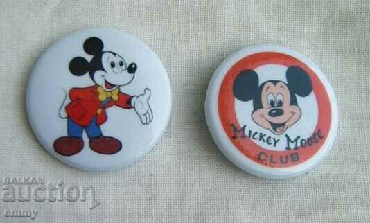 Badge - cartoon character Mickey Mouse, 2 pieces