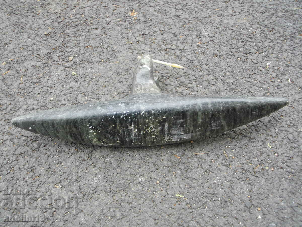 OLD FIGURE STATUETTE ESKIMO HUNTER SPEAR CANOE - 6