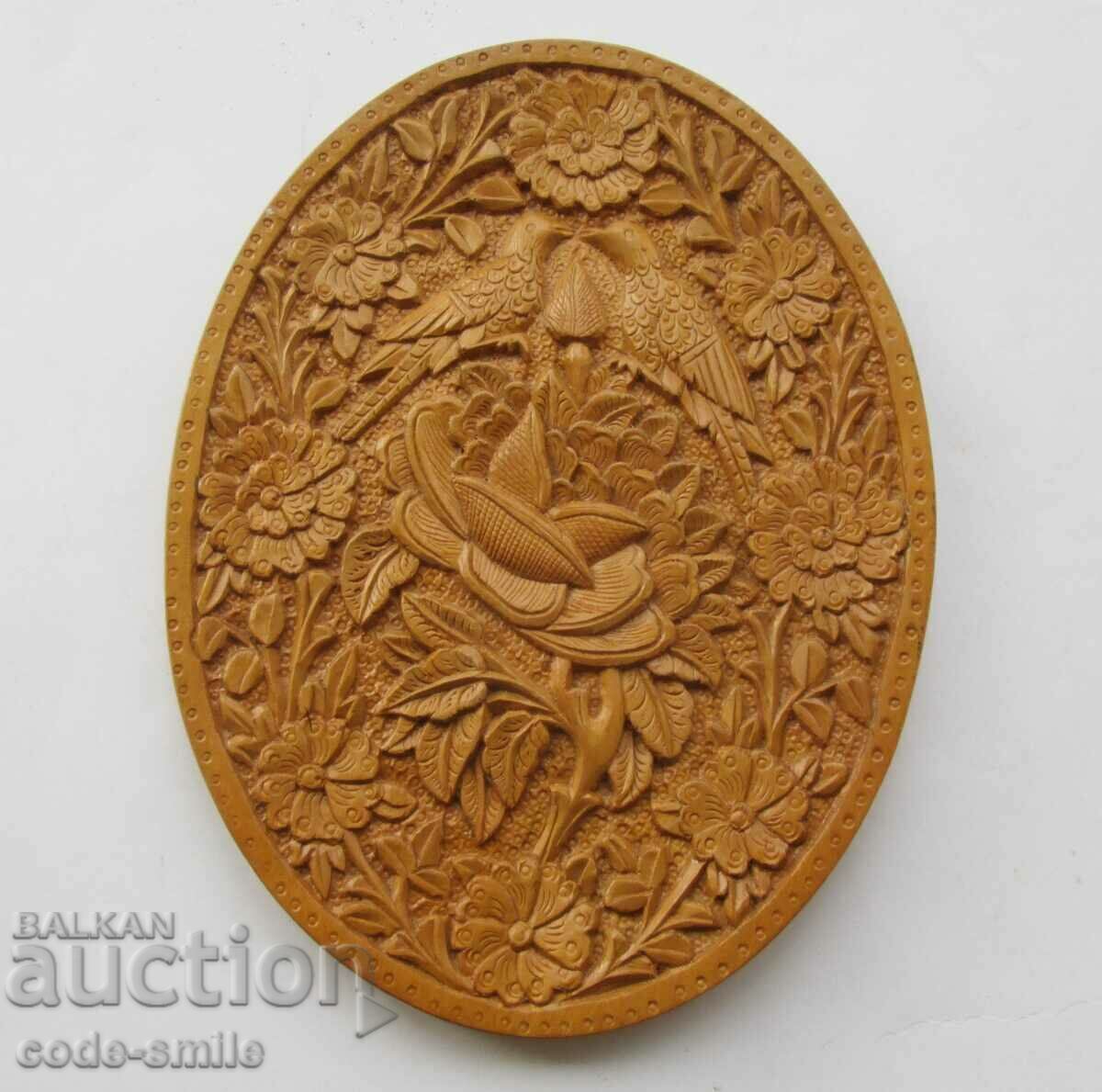 Old fine wood carving decoration ethnography wall panel