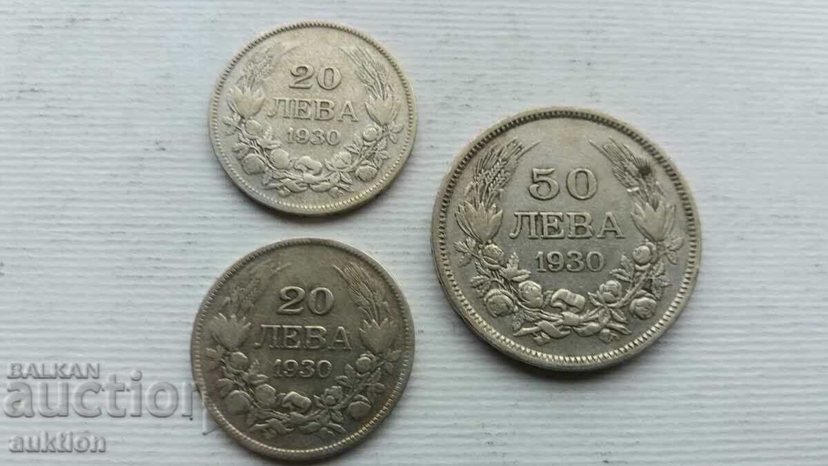 COLLECTION OF 20 AND 50 BGN - SILVER 1930 BORIS 3