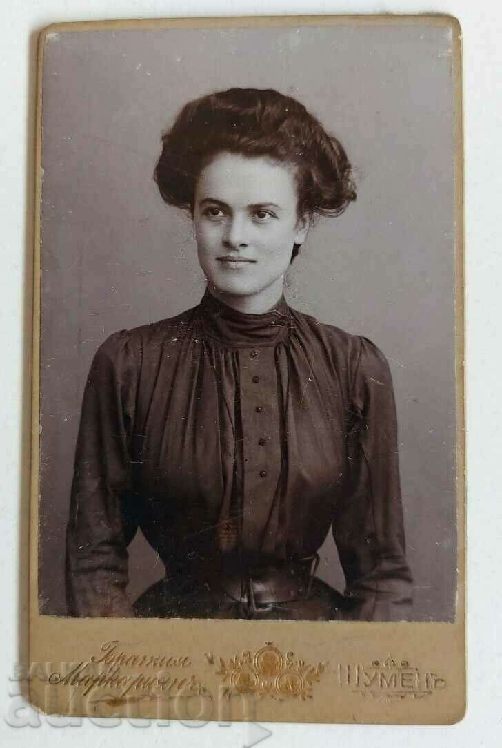 1903 PORTRET DE FEMEIE SHUMEN FOTOGRAFIE VECHE CARTON
