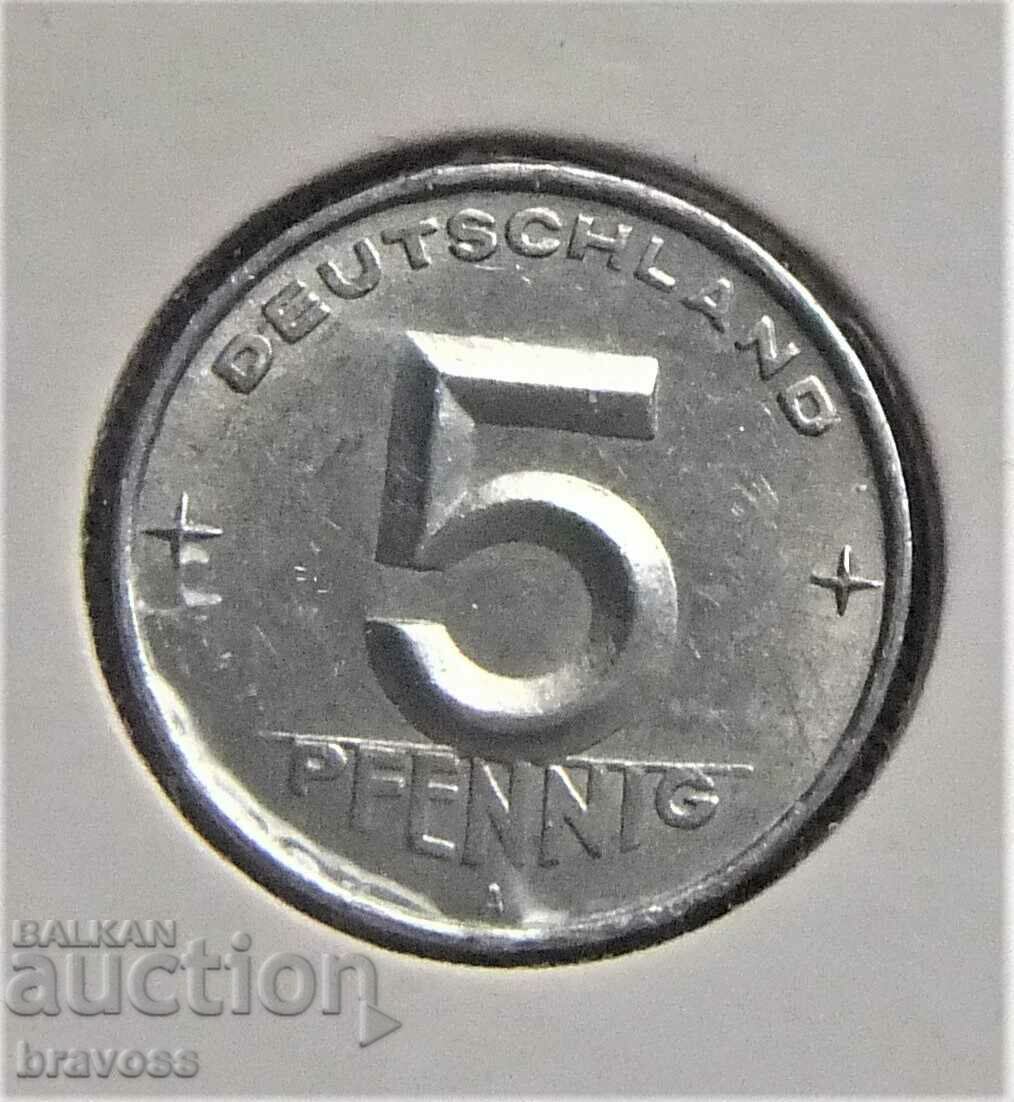ГДР - 5 пф.1952 А - UNC