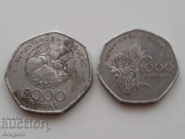 παρτίδα 2 κέρματα του Σάο Τομέ και Πρίνσιπε 1997. Σάο Τομέ