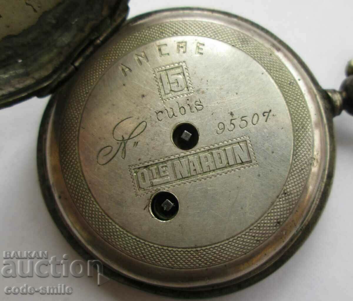 Rare Old Silver Qte NARDIN Pocket Watch 19th Century - 5