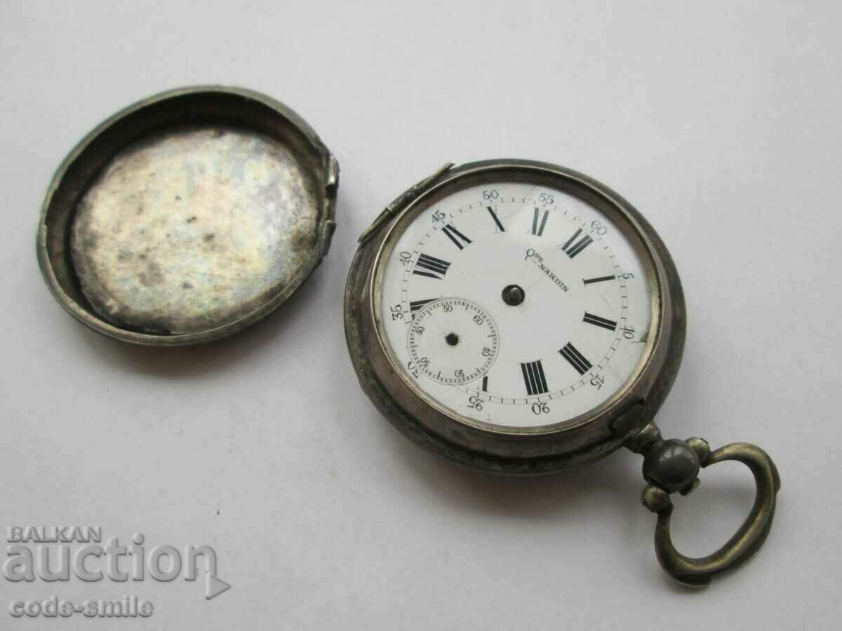 Рядък стар сребърен джобен часовник Qte NARDIN 19 век