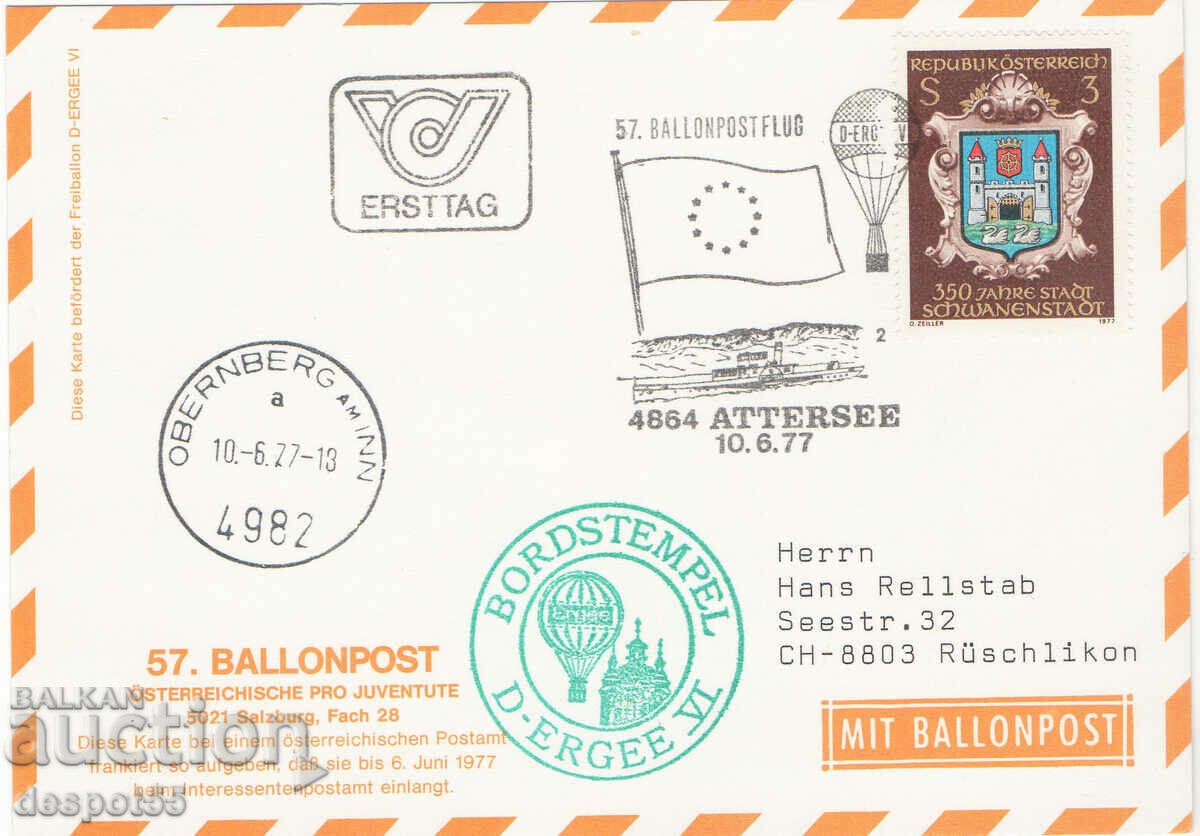 Auction 1976-77. Austria. Balloon mail. Auction 1976-77. Austria. Balloon mail.