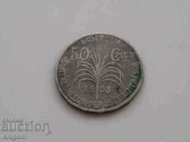 rare coin Guadeloupe 50 centimes 1903; Guadeloupe