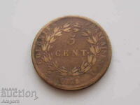 rare coin French colonies 5 centimes 1828; French colonies