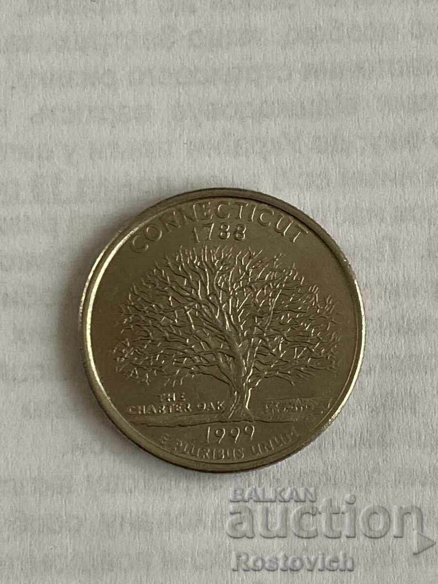 1/4 dolar SUA 1999 (P), Connecticut.
