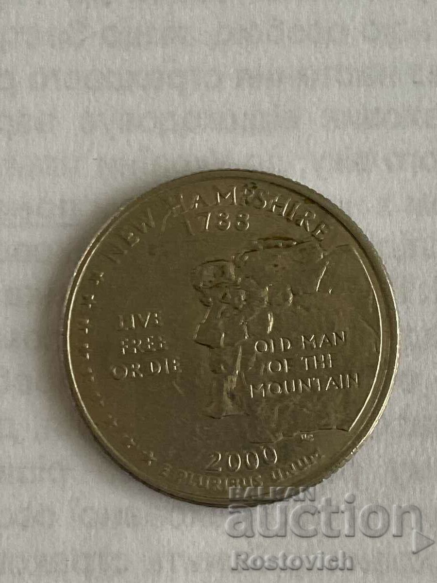 САЩ  1/4 долара   2000 г. (D), New Hampshire