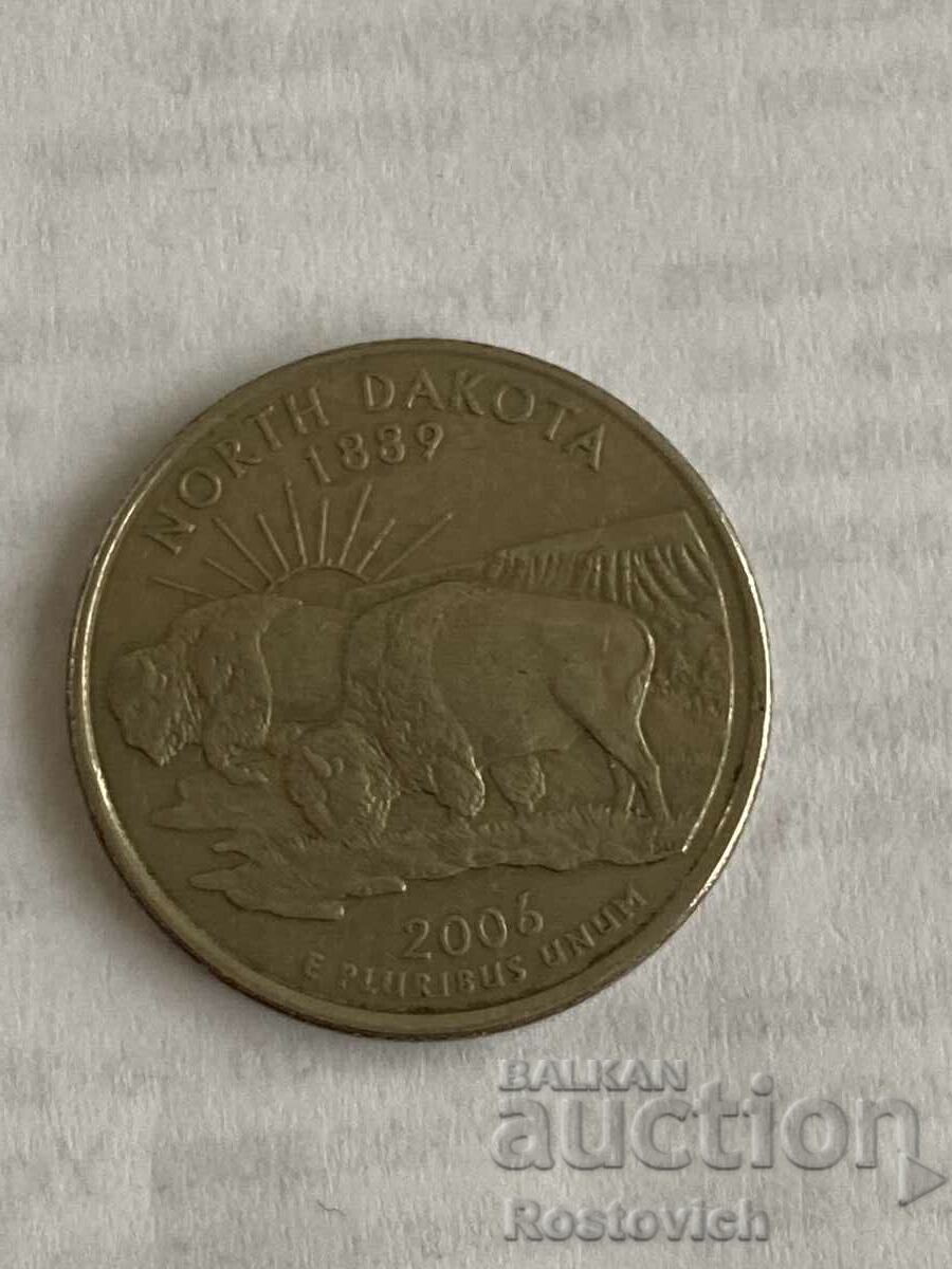 US 1/4 Dollar 2006 (D), Βόρεια Ντακότα.