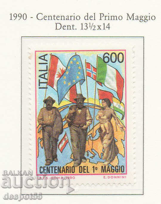 1990. Италия. 100-годишнина на Първи май - Деня на труда.