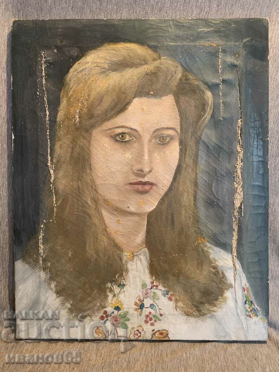 Стара картина .Портрет на Момиче