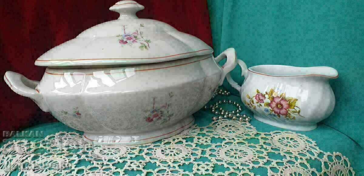 Large Bulgarian soup bowl and saucer SOC with price 60.00 BGN | € 30.68 Large Bulgarian soup bowl and saucer SOC with price 60.00 BGN | € 30.68
