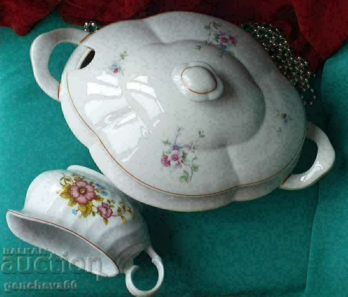 Large Bulgarian soup bowl and saucer SOC - 6 Large Bulgarian soup bowl and saucer SOC - 6